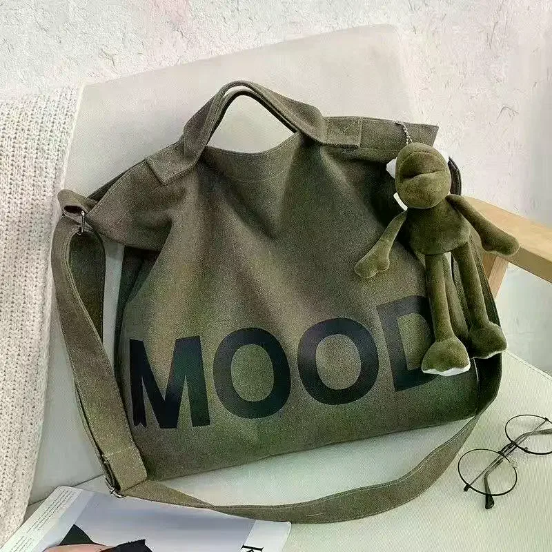 

Шикарная холщовая сумка для молодежи и мужчин, сумка через плечо большого размера с буквенным дизайном, сумка через плечо отлично подходит для женщин и студентов