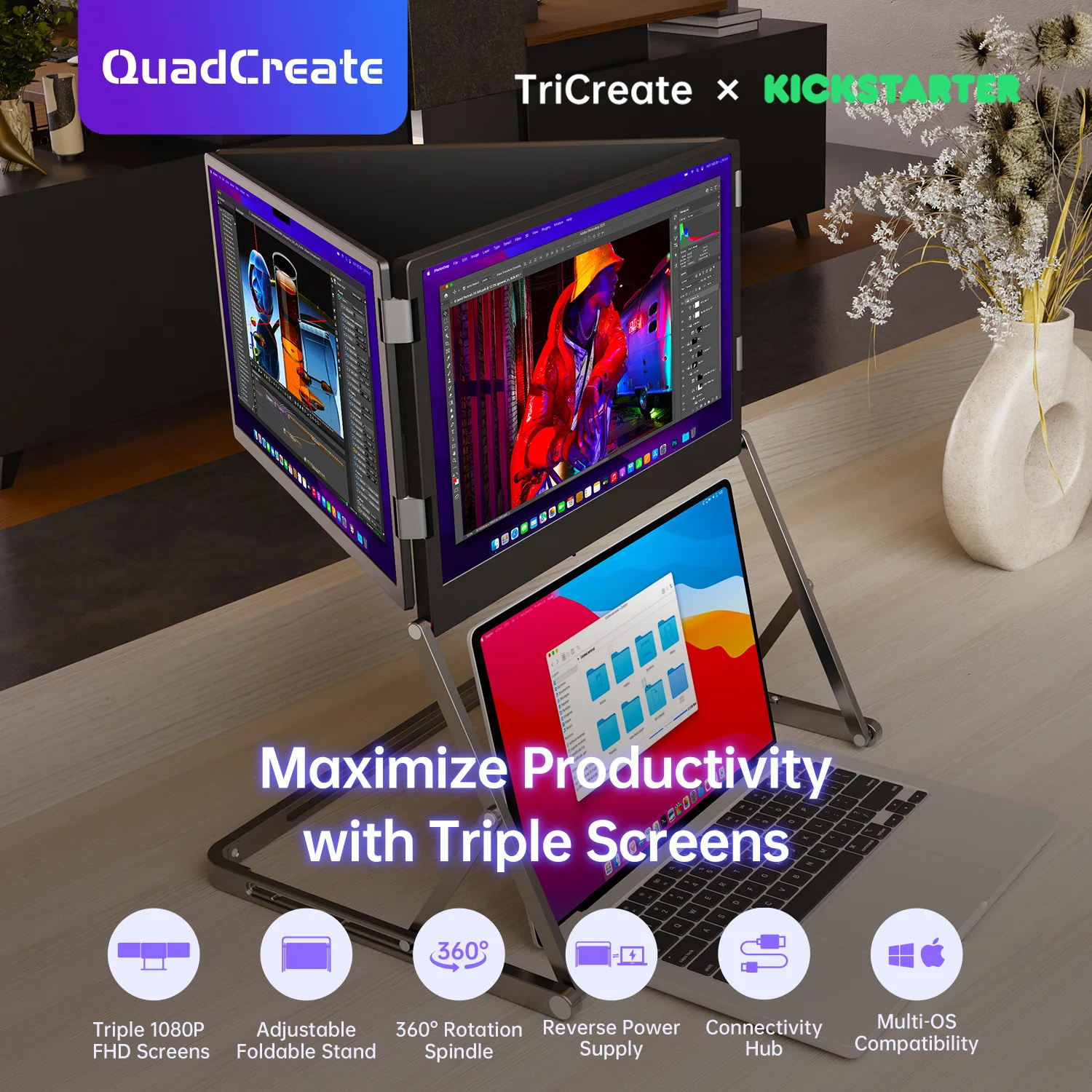 2026 Best Seller Triple Screen Monitor15.6