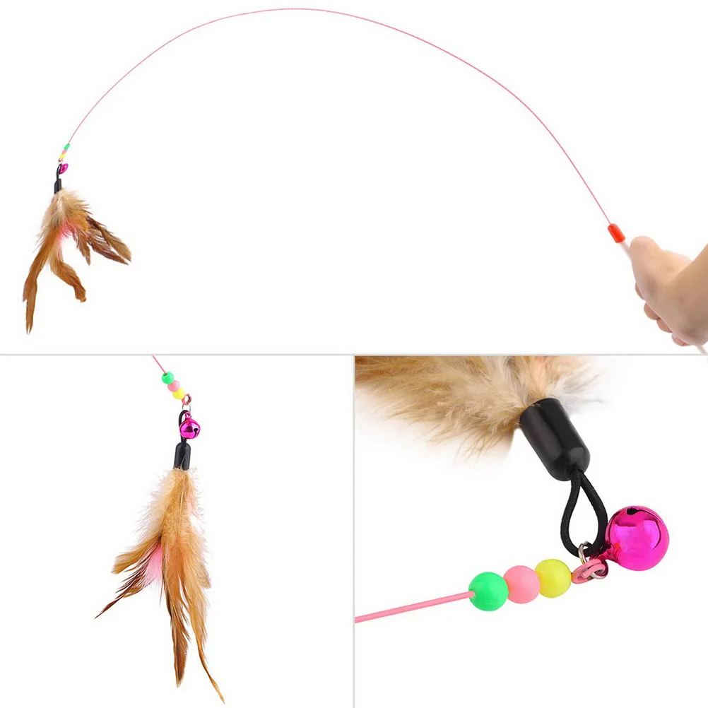 

Cat Teaser Wand Bell Shiny Sparklers Nylon String Aerodynamic Bird Mimic Motion For Kitten Pet Play Exercise Wire