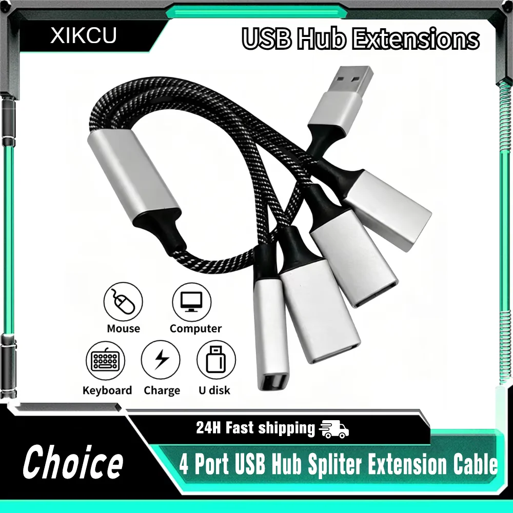 4 Ports USB Splitter Hub OTG Extension Adapter Multiple USB Expander Docking Station Power Charger For Laptop PC Cell Phones