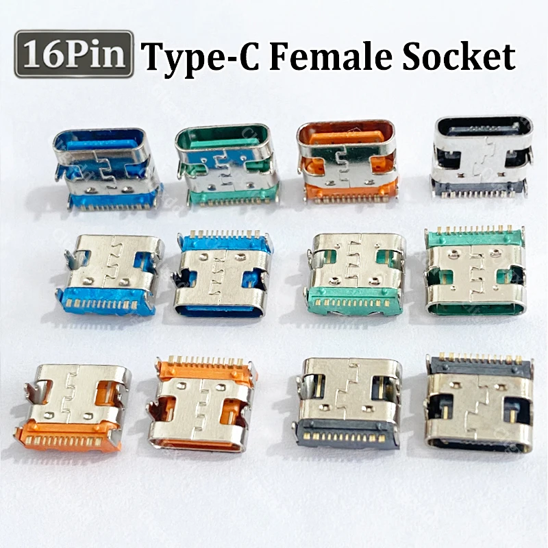 Cltgxdd 20 Stück 16-Pin Typ-C Buchse USB3.1 SMT SMD DIP Stecker Hochstrom-Ladeanschluss für PCB-Leiterplatten-Reparatur DIY – Detail 1