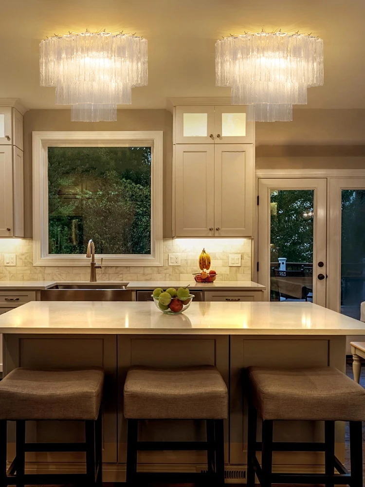 Dimmable LED Murano Glass Collection Ceiling Chandelier Hanging Lamp Lustre Suspension Luminaire Lampen For Dinning Room
