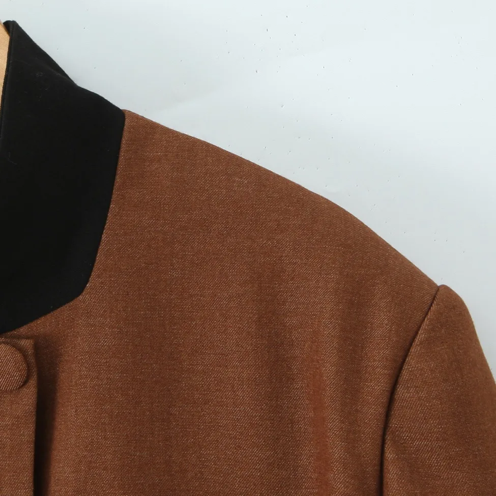 Femmes Vintage revers cou vestes tempérament manches longues poches veste courte 2025 automne dame Chic quotidien trajet vêtements d'extérieur
