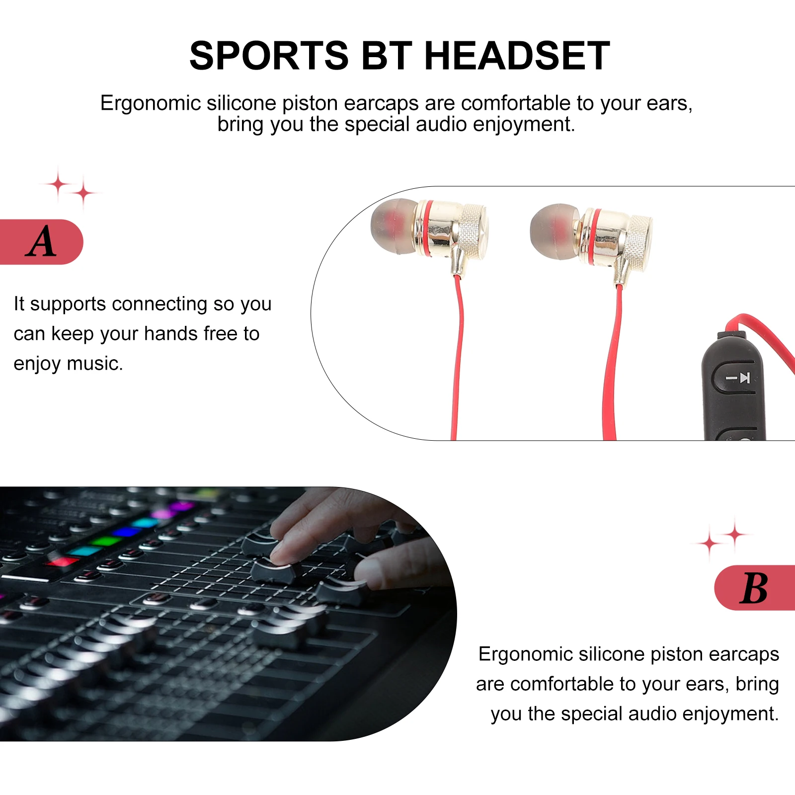 

Wireless Earphones In-Ear Stereo Headset Noise Reduction Sports Earbuds Deep Bass Headphones Compatible Mobile Phones