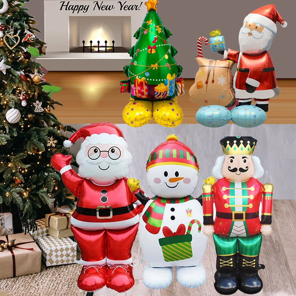 

Christmas Decorations Extra Large Standing Santa Claus Reindeer Snowman Foil Balloons Xmas Party New Year 2024 Navidad Supplies