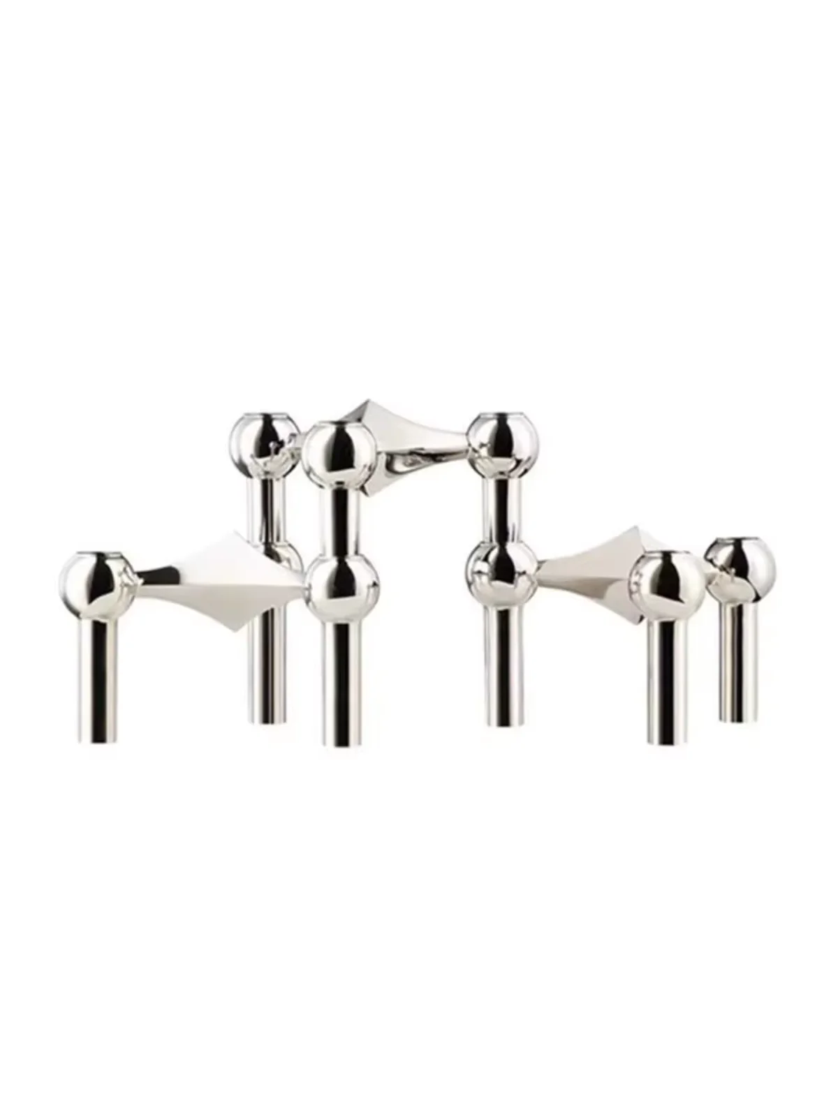 Metal Candle Holder Nordic Molecular Structure Silver Candlestick Centerpiece Living Room Decoration Gift Home Decore Candelabra