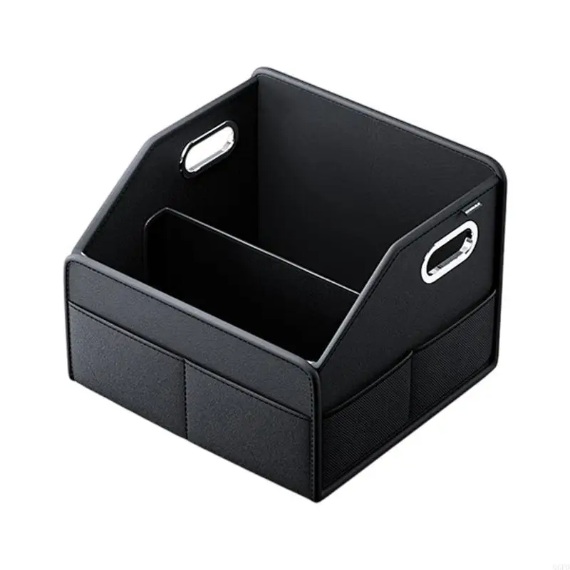   PU Leather Bin Car Trunk Container Storage Box Feature Removable Dividers