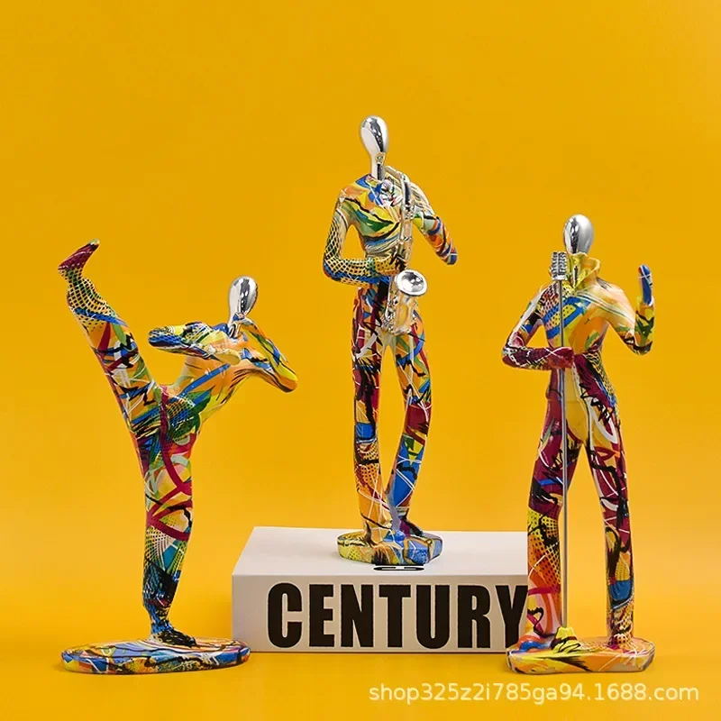 

[Funny] Colorful character model Musician dancer sportsman Resin model Action figures toys statue Collection Home decoration