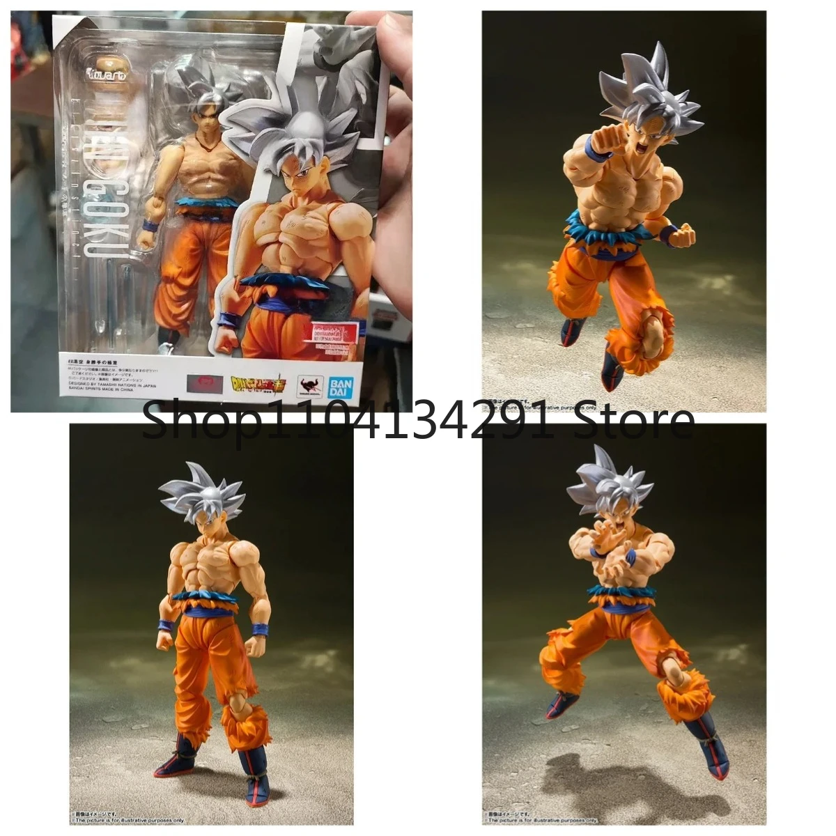 

Original Bandai SHF Dragon Ball Super Son Goku Ultimate Kamehameha Super Saiyan Silver Hair Birthday Gift Toy Model
