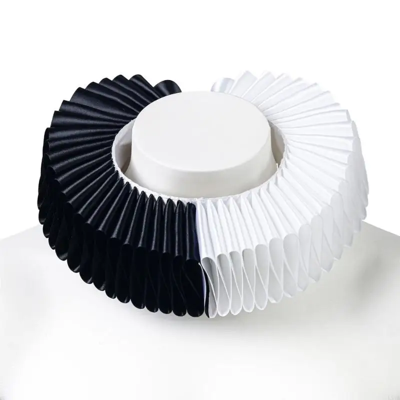 L5YA فيكتوري بياقة قابلة للفصل وياقة مكشكشة للزي الرسمي الكاجوال