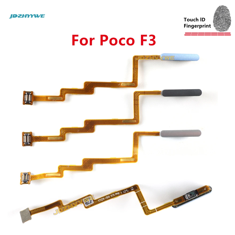 1PCS For Xiaomi Poco F3 Fingerprint Sensor Home Return Key Menu Button Flex Cable Black White Blue