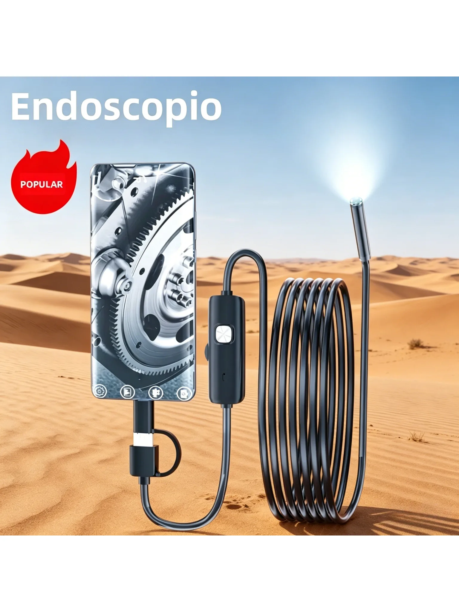 7MM Type-C endoscoopcamera IP67 waterdicht met 6 verstelbare LED's USB Android flexibele inspectieborescoop voor telefoon PC - afbeelding 2