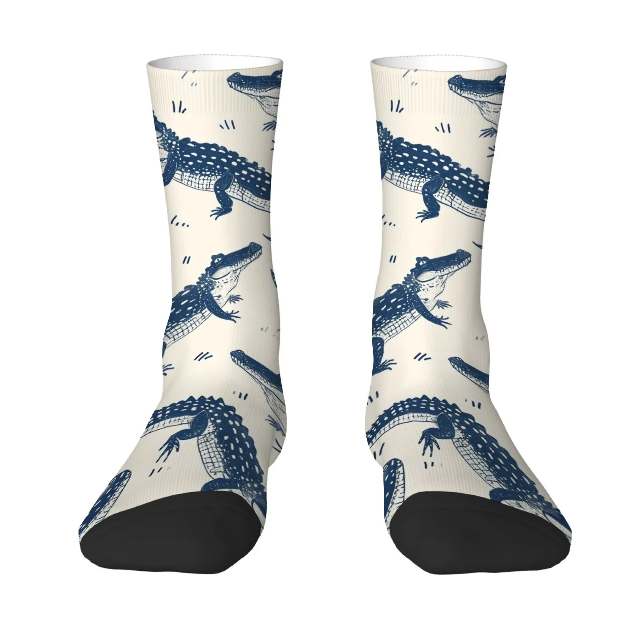 Cute Cartoon Crocodile Print Men's Socks Non-slip Skin-friendly Soft Socks Quirky Hip-hop Fashionable Novel Street Style Socks
