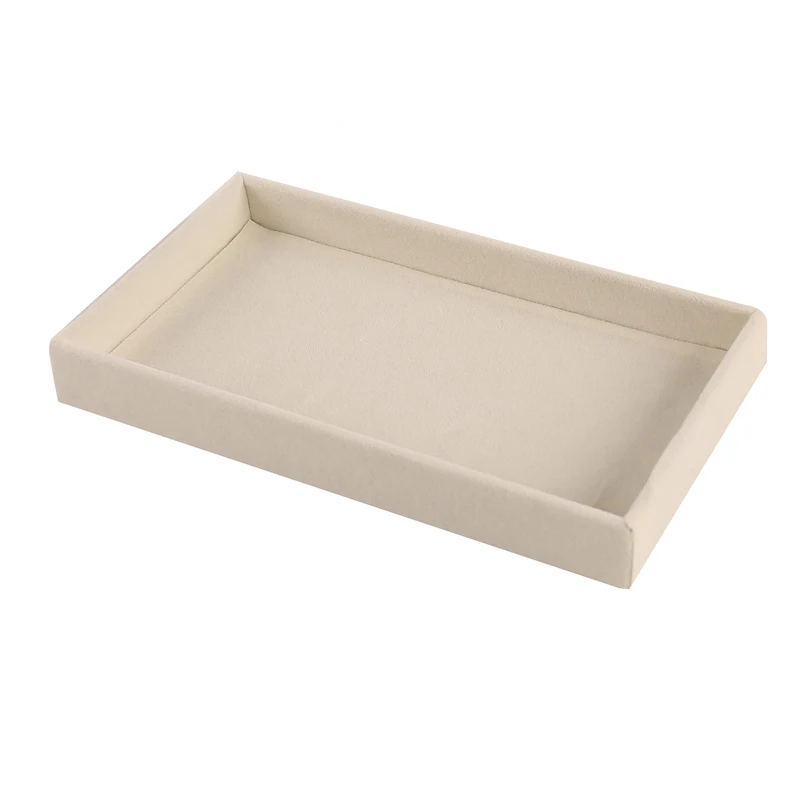 3 pezzi beige organizzatore di gioielli vassoio portaoggetti per gioielli in velluto espositore anello braccialetto collana scatola portaoggetti vetrina cassetto