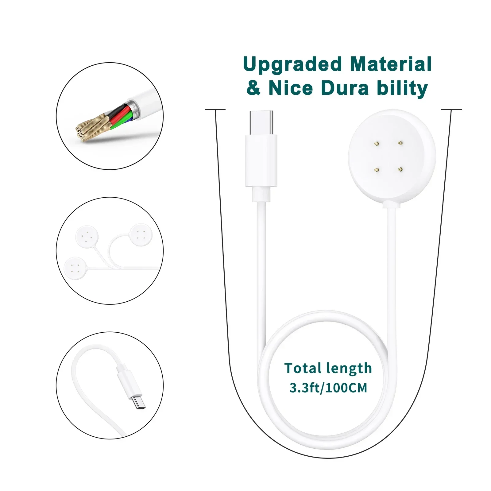 Type C/USB Fast Charger Cable For Google Pixel Watch 2 3 Power Charge Wire for Google Pixel Watch 2 3 Charger Adapter Dock
