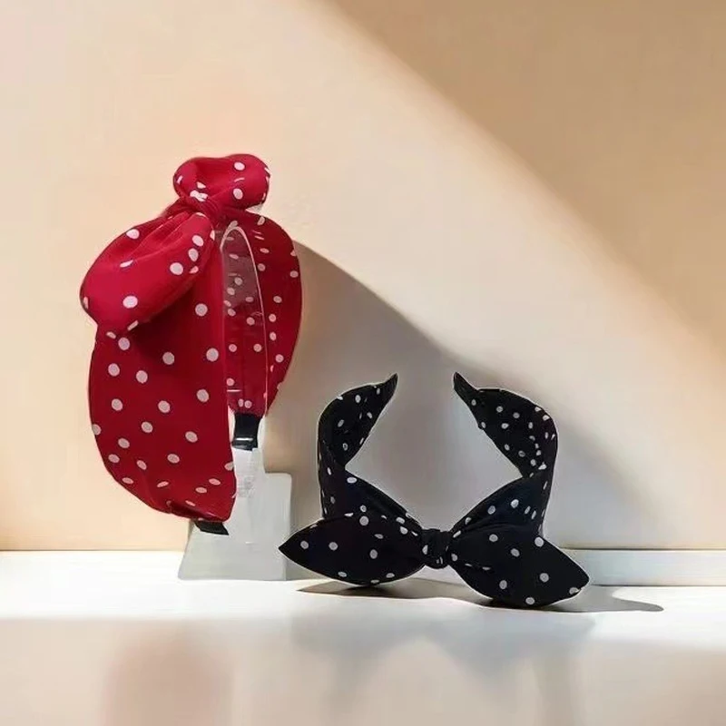 

New Vintage Red Bow Headband Wide Edge Korean Style Versatile Hairband Fashion Hair Accessories for Women