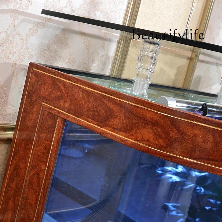 

qw Goldfish tank living room household glass one-click drainage 1.2m medium and large floor-to-ceiling aquarium against the wall