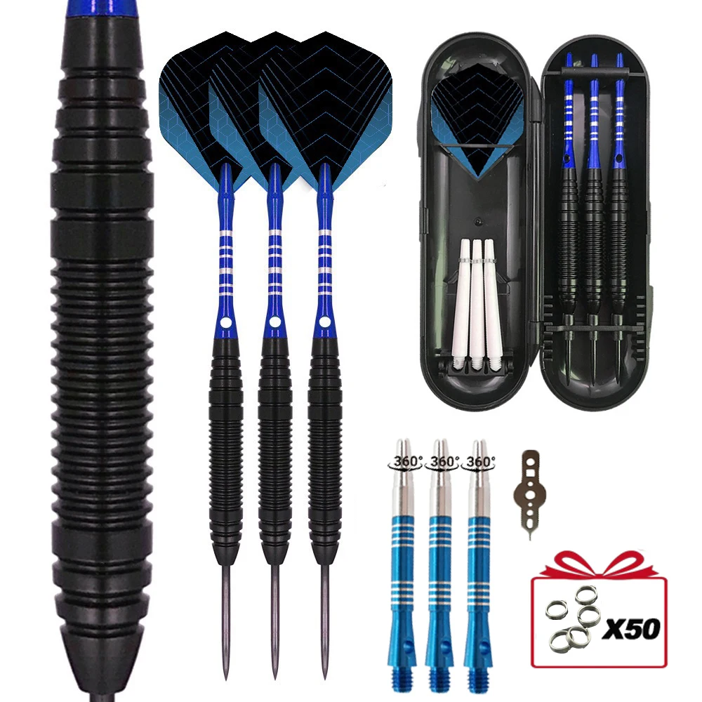 

Professional Steel Tip Darts Set, 3 Darts with Aluminum Shafts,Rotating dart shaft,Flights&Storage Case,for Game Brithday Gift