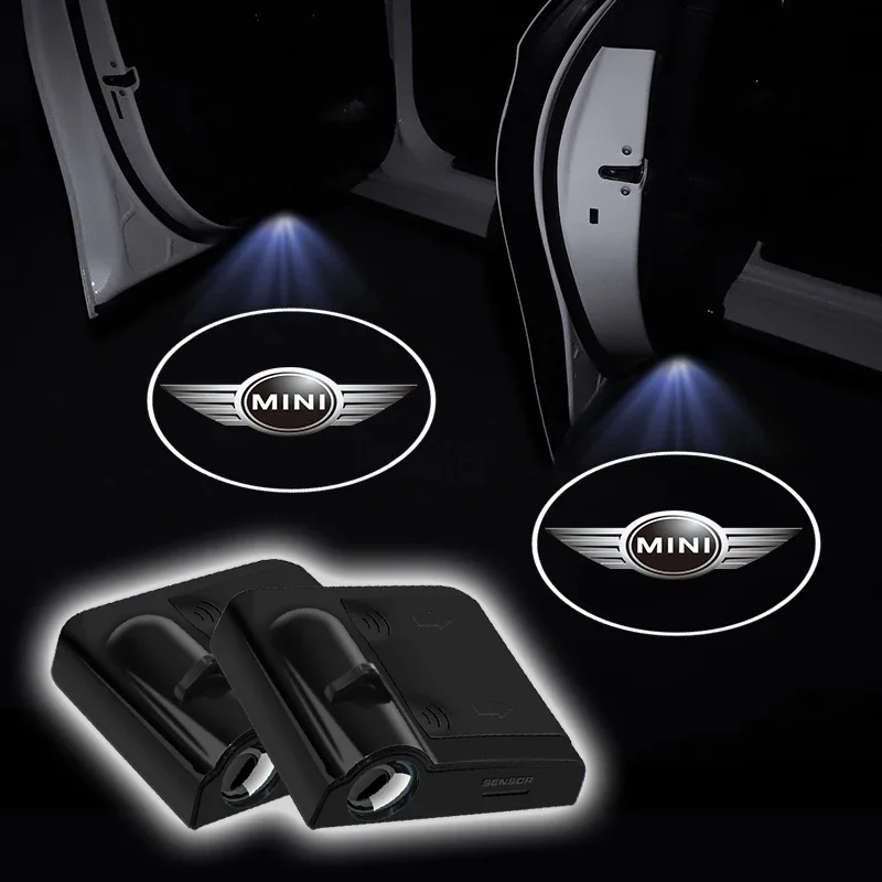 2pcs Car Logo Wireless Welcome Light Door Projector LED Shadow Lights Lamp Auto Accessories For Mini Cooper R56 R53 R55 R57 R60