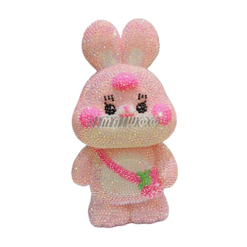 DIY Rhinestone Rabbit Coin Storage Bling-bling Animal Statue Shiny Crystal Home Exhibition Handcraft Cross Stitch Luxury Gift