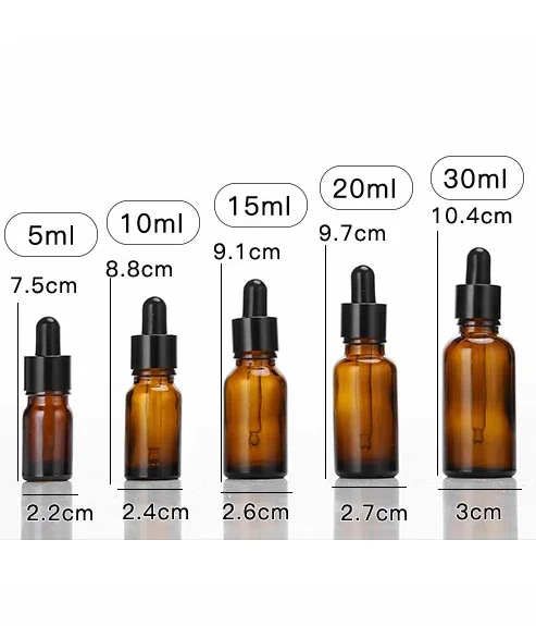 10/20pcs 15/30/50ml Amber Glass Eye Droppers Empty Dropper Refillable Clear for Essential Oils, Liquids Travel Bottles 1oz 2oz