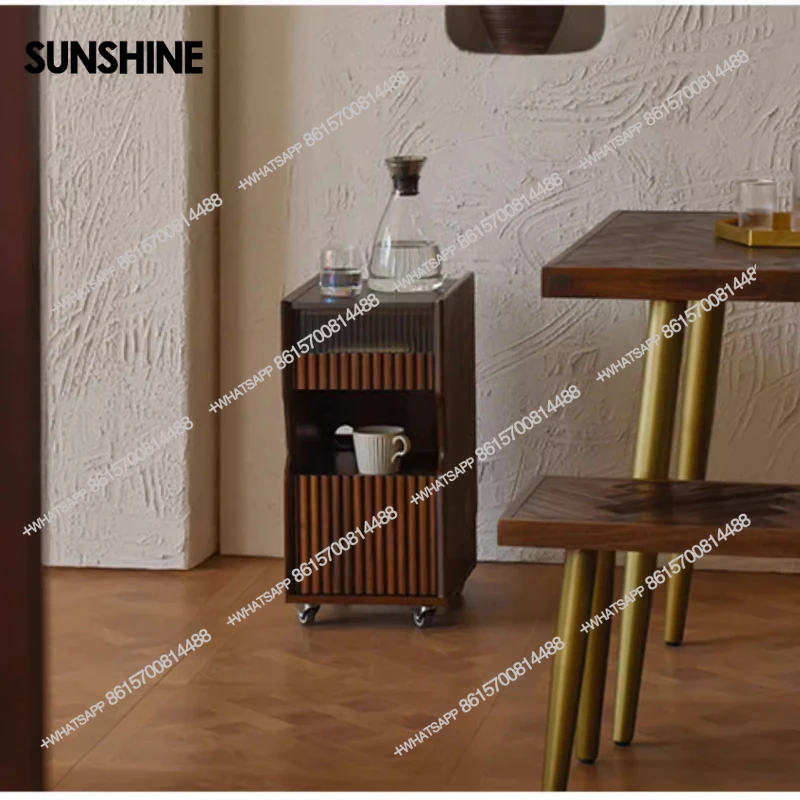 

Мини-боковой шкаф, мобильный ретро-шкафчик для спальни из цельного дерева, скандинавский шкафчик