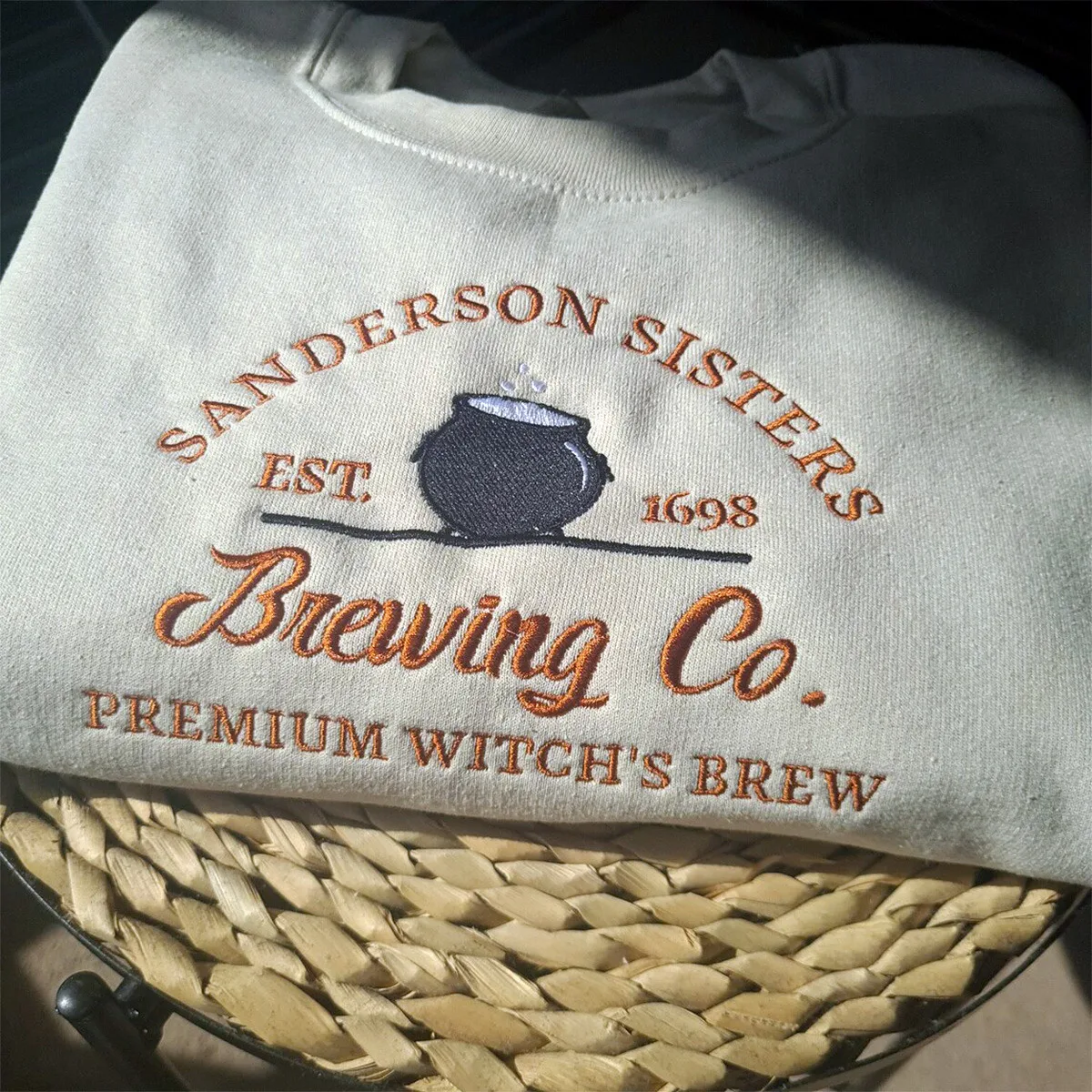 Sanderson Sister Embroidered Sweatshirts Women Brewing Co Halloween Crewneck Vintage Pullover Autumn Thick Fleece Warm Jumper