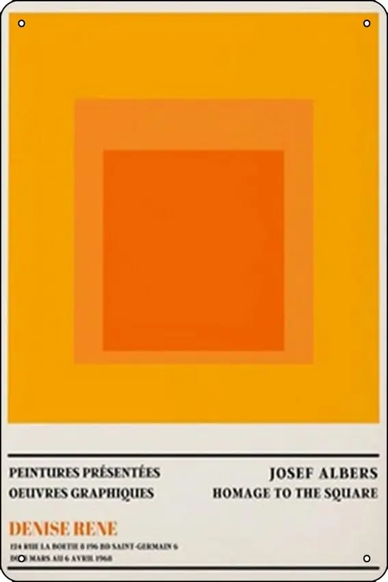 Josef Albers Exhibition - Homage To The Square Poster Metal Tin Sign Fun Home Art Wall Decor 8x12 Inch