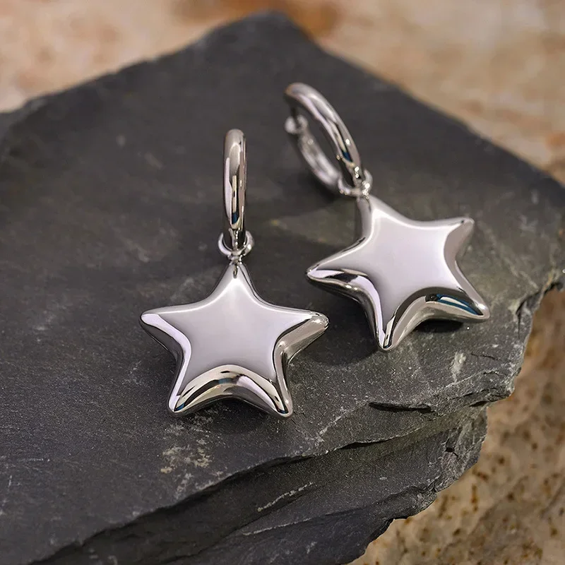 DREJEW Geometric Star Earrings for Women 2025 New Korean Men\'s Hoop Earring  luxury designer Jewelry Wedding Gifts
