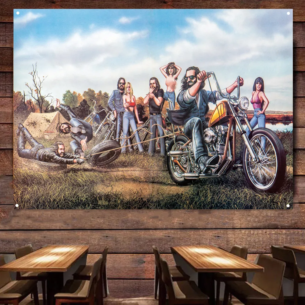 

The Tire Vintage Motorcycles Banner Flag Poster Wall Art Painting Tapestry Man Cave Bar Club Pub Garage Home Decor Sticker