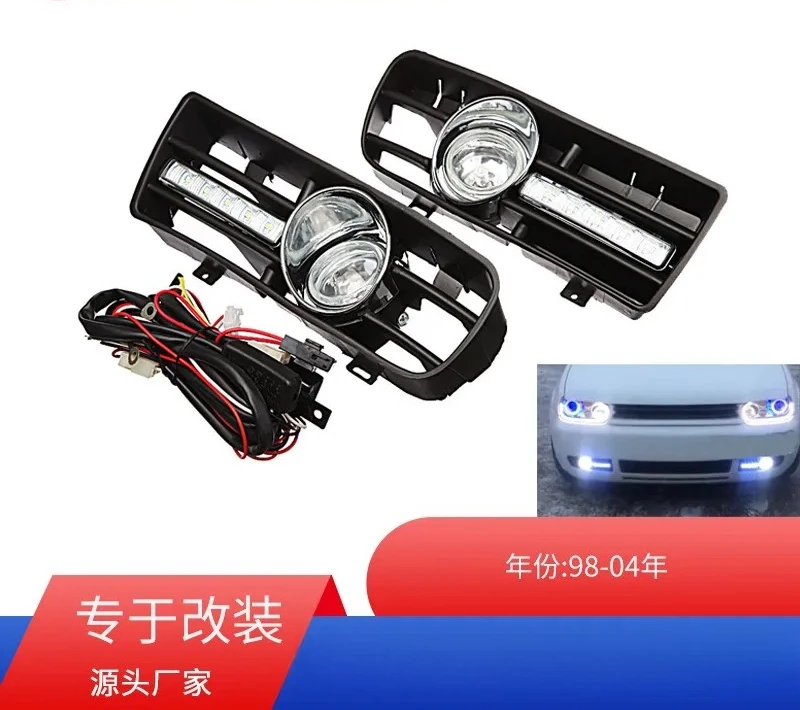 For VW Golf 4 MK4 Modified Fog Lamp LED Daytime Running Light Grille Kit Under Mesh Grille Car Styling Accessory