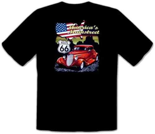 Hot Rod Route 66 Speed Lowrider Auto Vintage Car Schwarze T-Shirt vor Fun -167