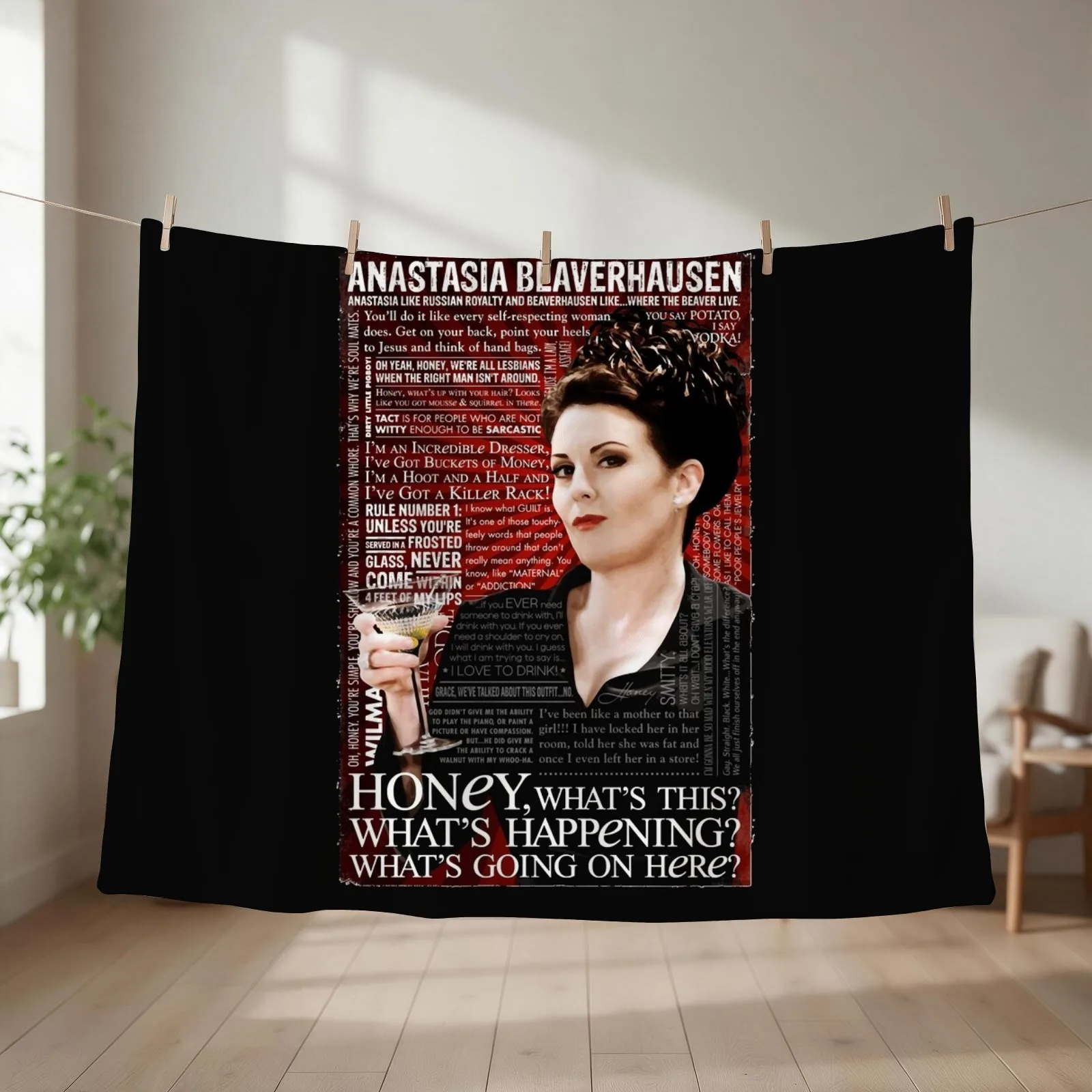 Karen Walker. Will & Grace. Campy. Gay. Drag Essential Throw Blanket couch cozy soft plush fuzzy picnic outdoor blanket