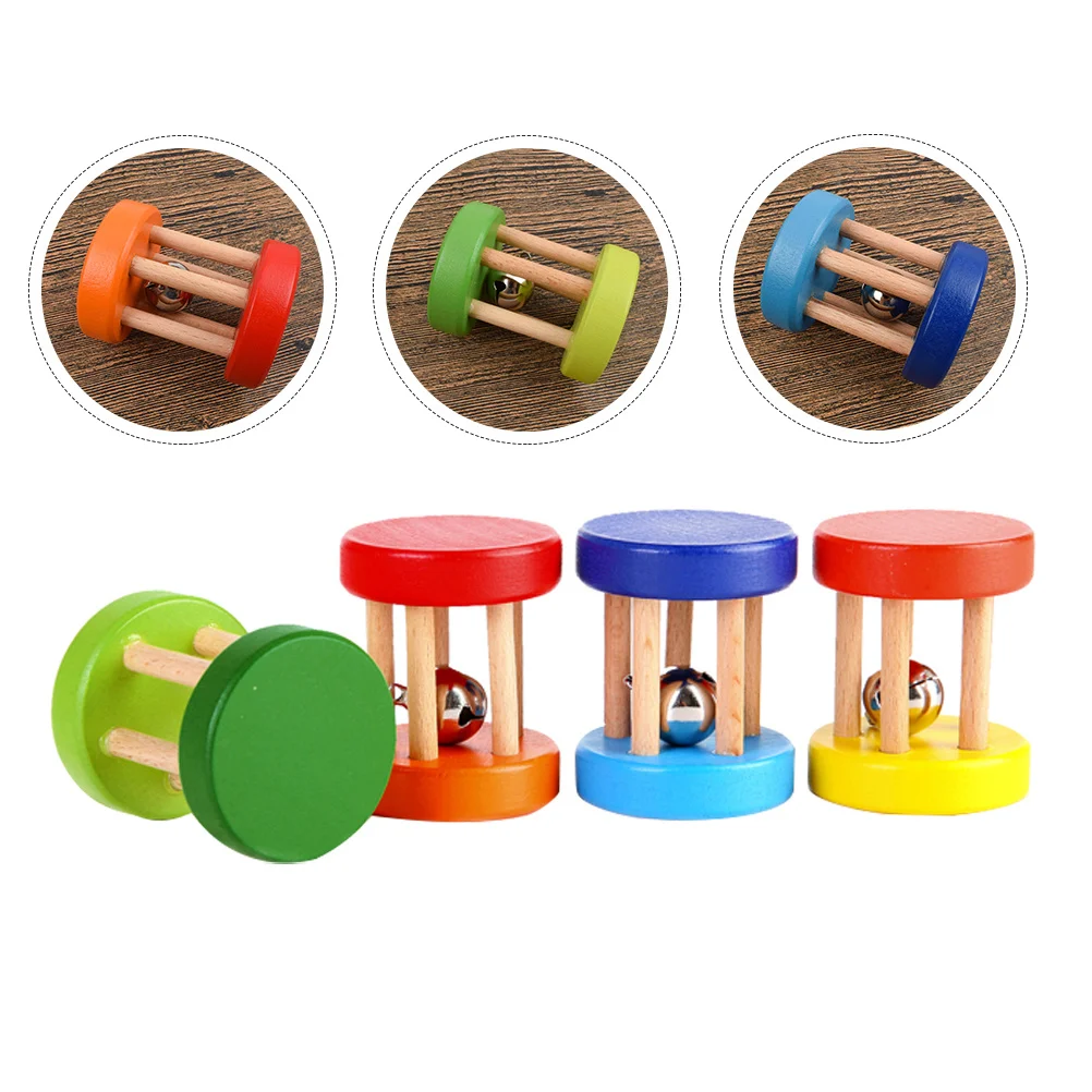 4 stuks houten rammelaars hoge kwaliteit huidvriendelijke baby handrammelaars educatief babyspeelgoed met gladde randen willekeurige kleur