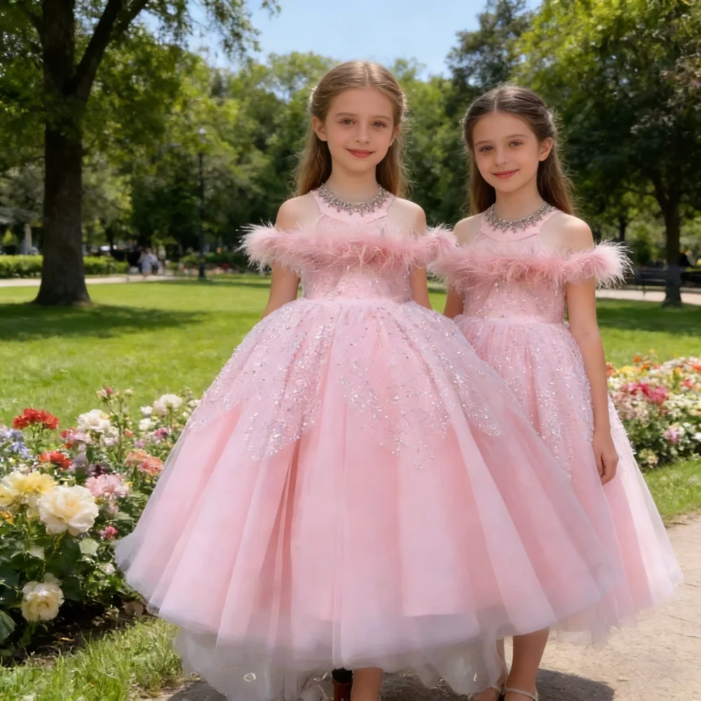 Kids Clothes Girls Princess Party Dress Puffy Tulle Ball Gown Birthday Pageant Wedding Evening Celebration Children  Performance