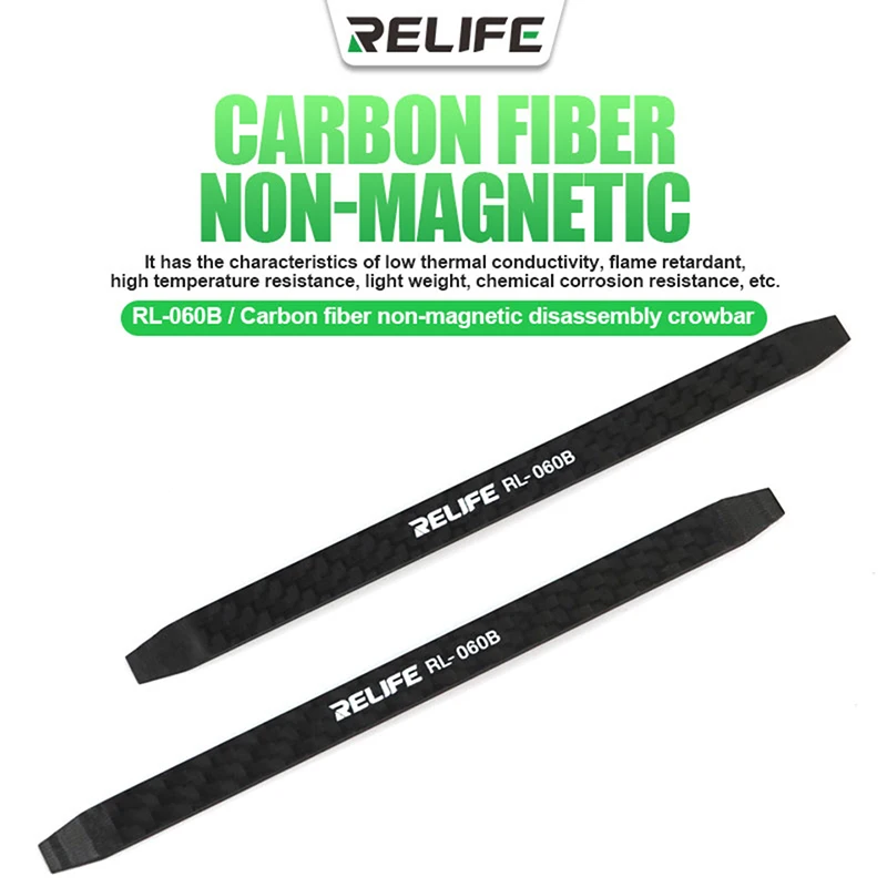 

RELIFE RL-060B Carbon Fiber Non-magnetic Disassembly Crowbar ow Thermal Conductivity And Flame Retardant For Mobile Phone Repair