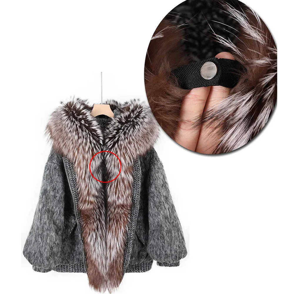 Maomaokong الراقية نسيج الصوف الفاخرة المرأة كبيرة الثعلب الفراء طوق سترة منفوخة الفراء الطبيعي أسفل معطف الشتاء سميكة الدافئة #3