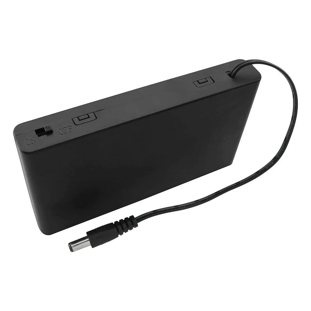 1 Pack 8 * AA Battery 12V Thicken Holder Base Box Case with 5.5x2.1 DC Plug, ON/OFF Switch and Cover for Ham Radio Toys