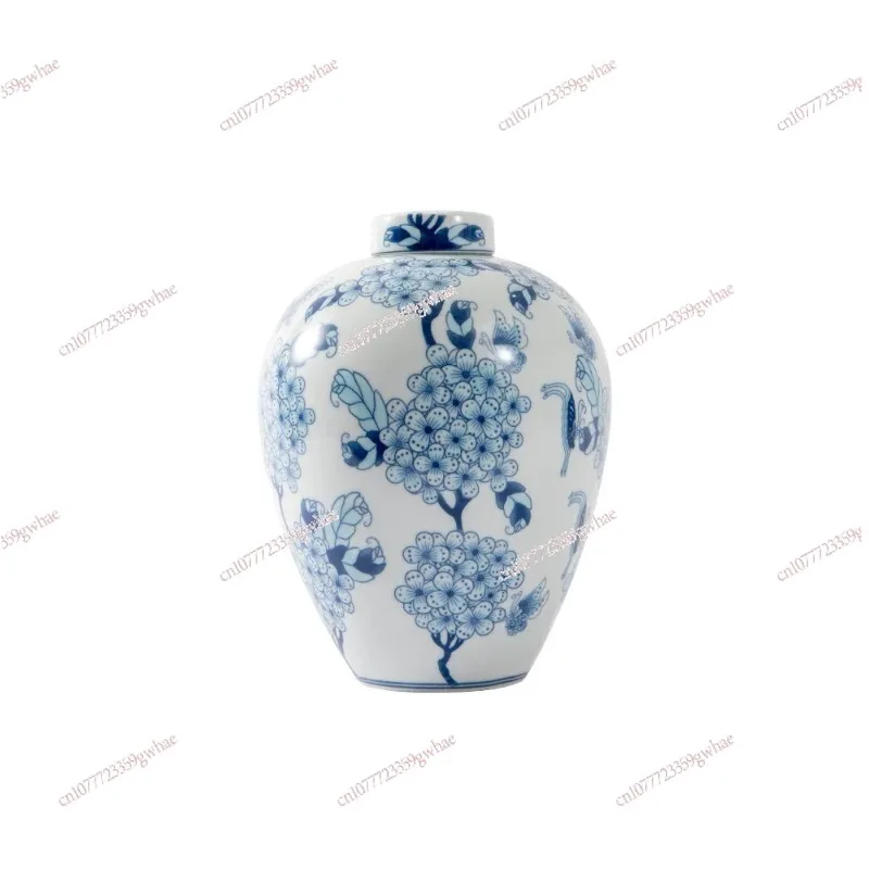 Blue and White Porcelain Vase, Big Belly Rongfu, New Chinese Vase Decoration, Floor to F