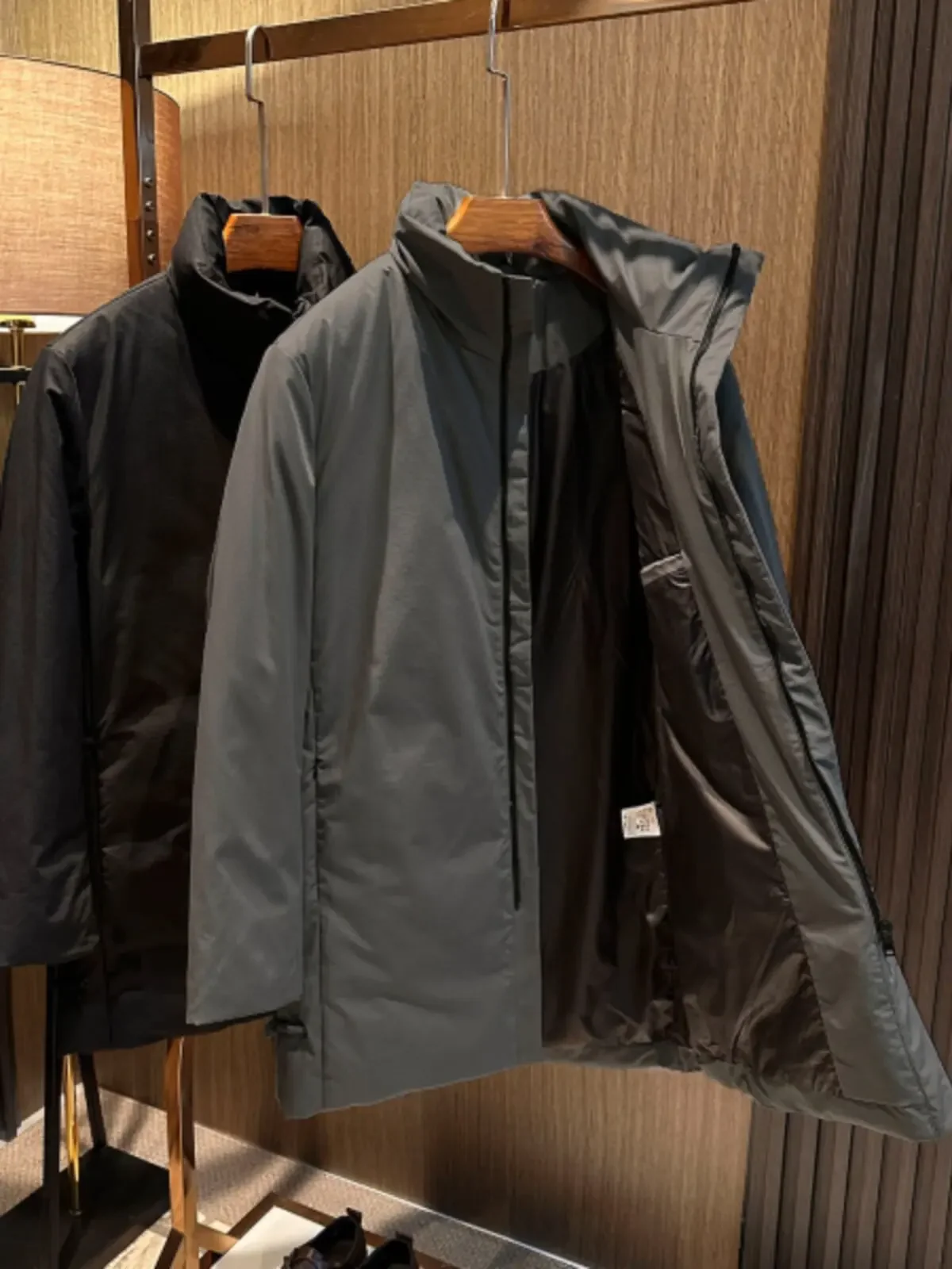 [Simple business versatile] Winter men's medium and long warm stand-up collar high-quality white duck down jacket