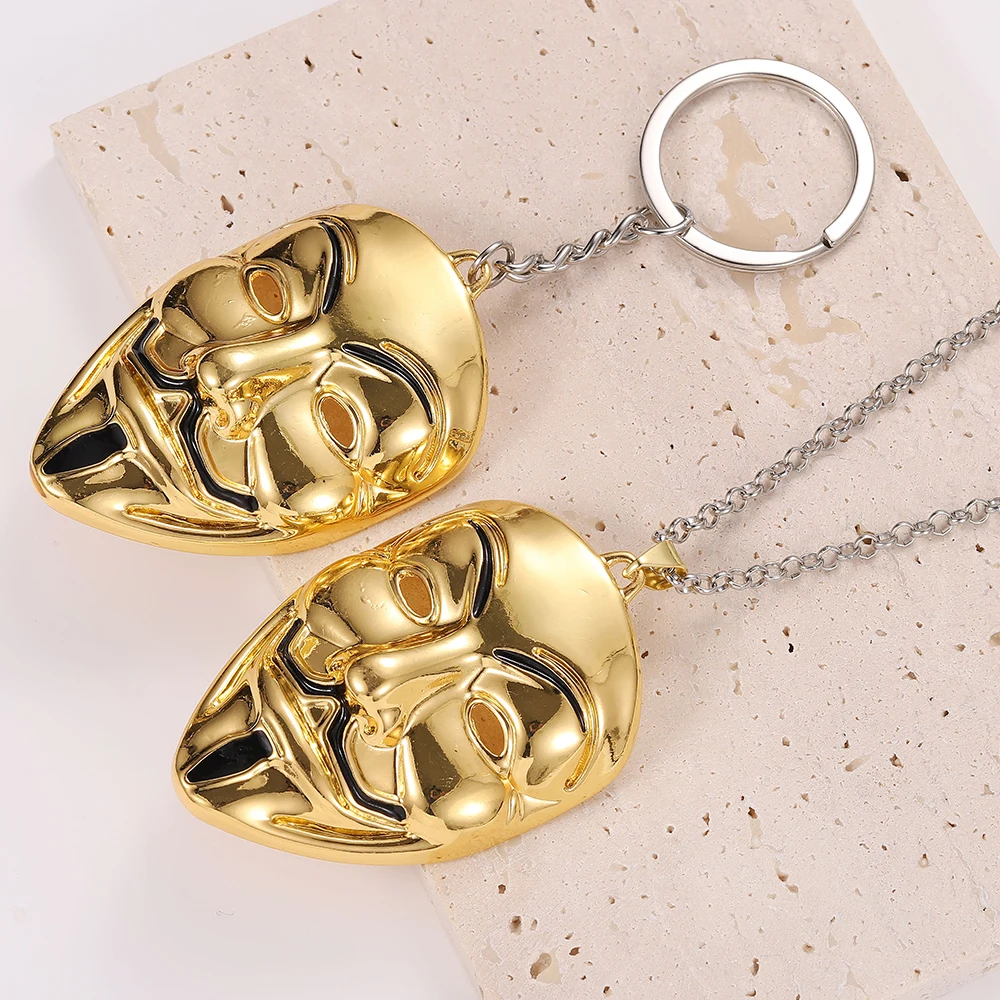 V-shaped Revenge Squad Face Pendant Necklace V Monster Mask Model Logo Alloy Keychain Pendant