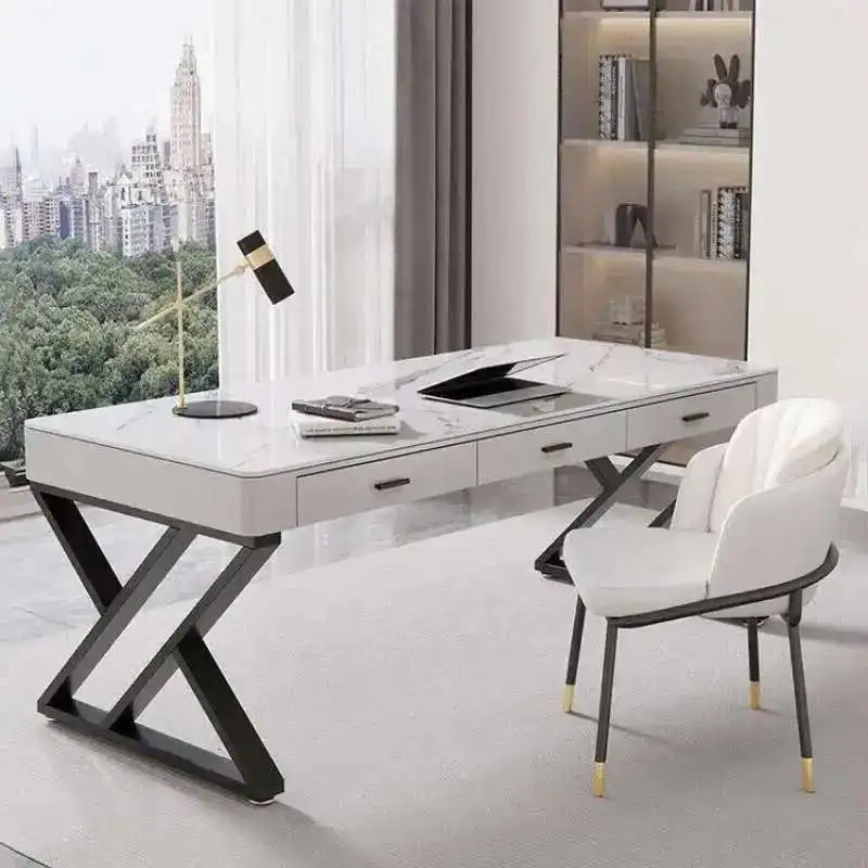 

Modern Multifunction Study Computer Desk Light Luxury Rock Board Office Desk Nordic Simple Single Boss Desk for Office Furniture