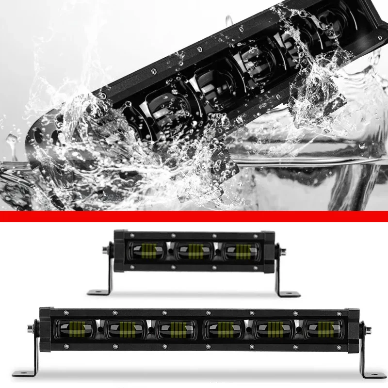 

14 Inch LED Headlight Bar 12V/24V Daytime Running Brake Indicators Single Row Work Lamp Lights For ATV SUV 4WD Van Camper Truck