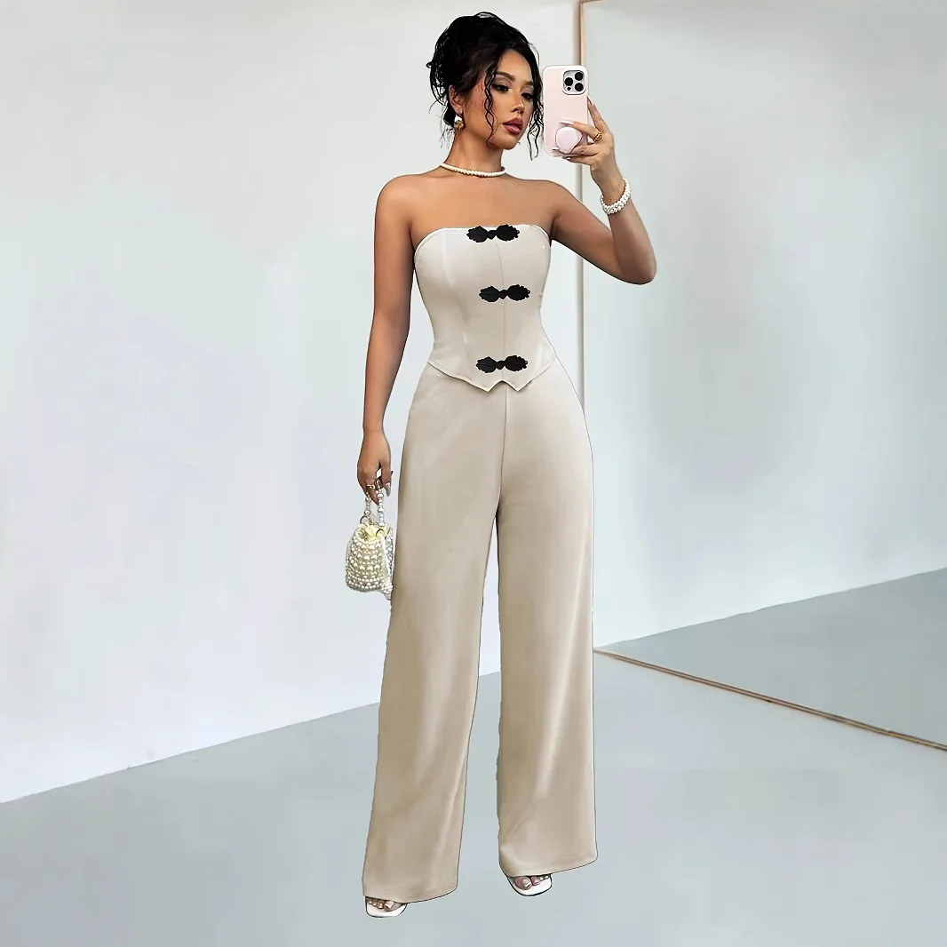 

2026 Summer Women's Two-piece Set: Slim-fit Camisole With Wide-leg Pants Women's Formal Evening Gowns Beach Luxury Robe Boho