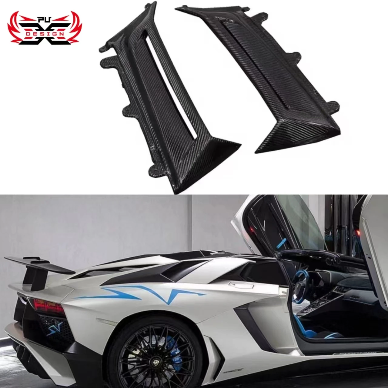 Dry Carbon Fiber Side Vent Air Duct Replacements Side Window For Lamborghini Aventador Coupe LP700 LP720 Car Accessories