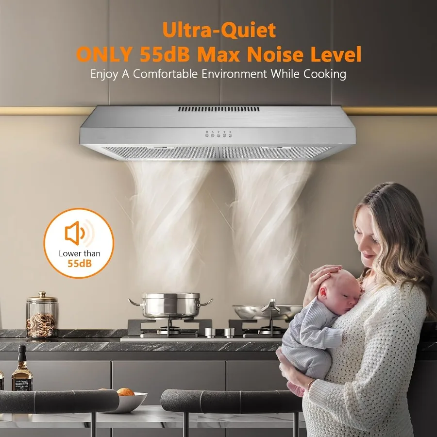 ترقية 600 CFM شفاط المطبخ 30 بوصة تحت خزانة شفاط المطبخ ل القناة/القناة للتحويل الفولاذ المقاوم للصدأ موقد المطبخ تنفيس ث #3