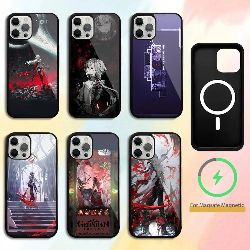 

Arlecchino Genshin lmpact Phone Case For iPhone 14,16,15,13,17,12,Plus,Pro,Max Magnetic For Magsafe Frosted Cover