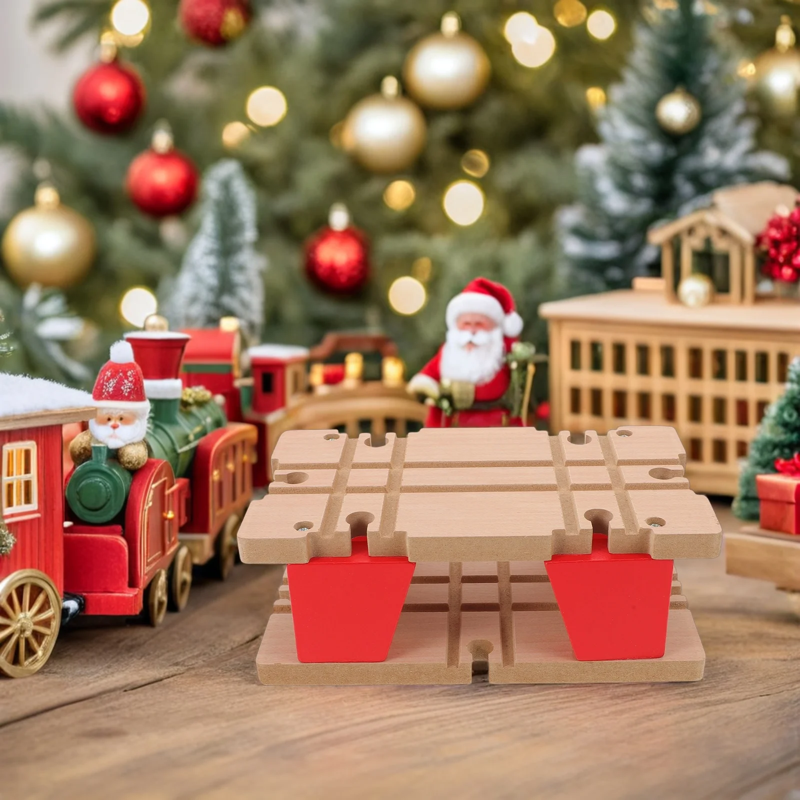 

1pcs Wooden Train Track Expansion Double Layer Switch Connector For Diy Railway Games Kids Train Activities Wood Track