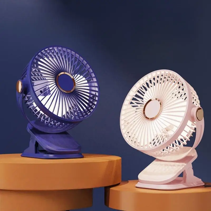 1Set USB Rechargeable Electric Fan  720° Rotating Hanging Clip Fan Night Light Air Cooler Outdoor Camping Small Fans Ventilador