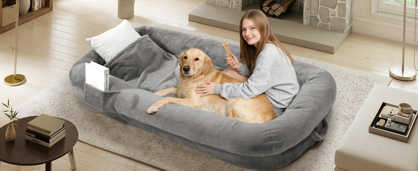 Light Grey Human Dog Bed